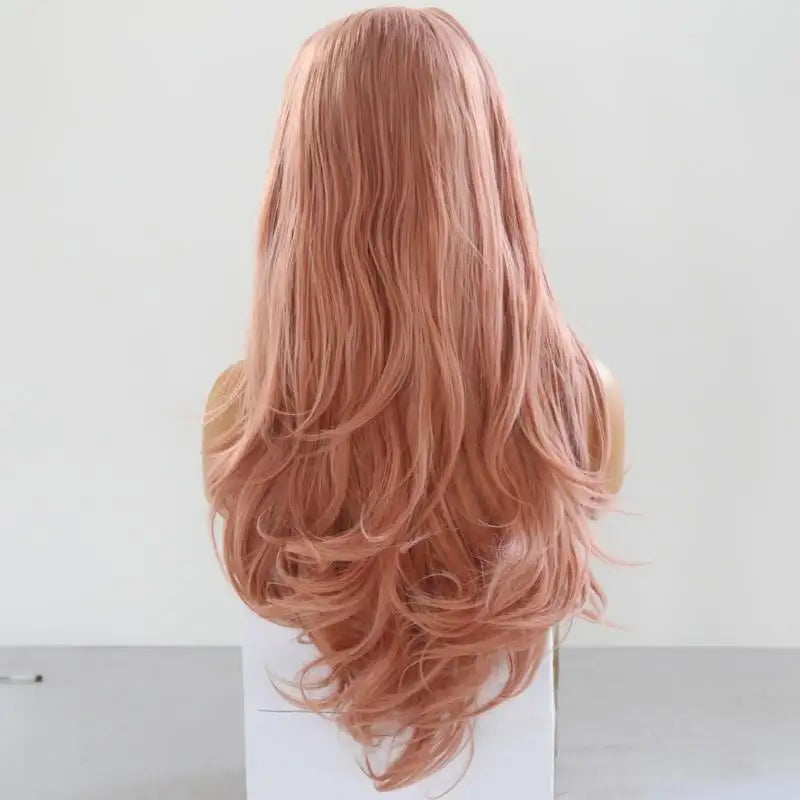 Shanna Long Pink Middle Part Heat Friendly Lace Front Wig - Soft & Natural Looking Synthetic Hair for Cosplay, Halloween, Parties & Daily Fashion