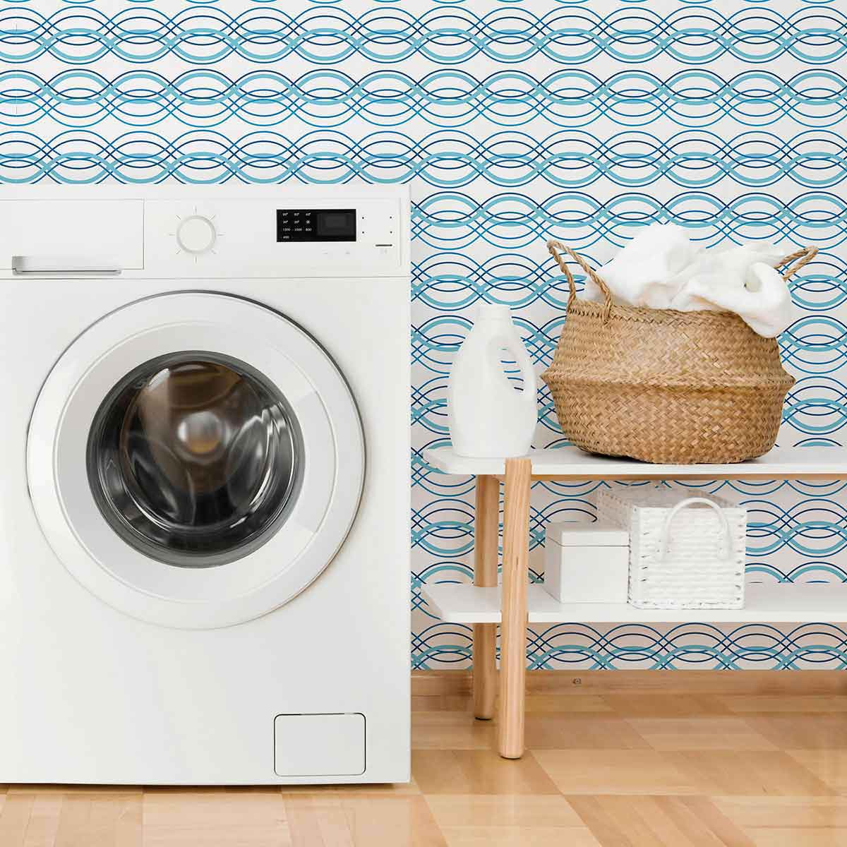 Blue Wave Peel and Stick Removable Wallpaper - Self-Adhesive Decorative Wall Covering for Bedroom, Living Room, Kitchen - Easy to Apply & Remove - 2756 Design