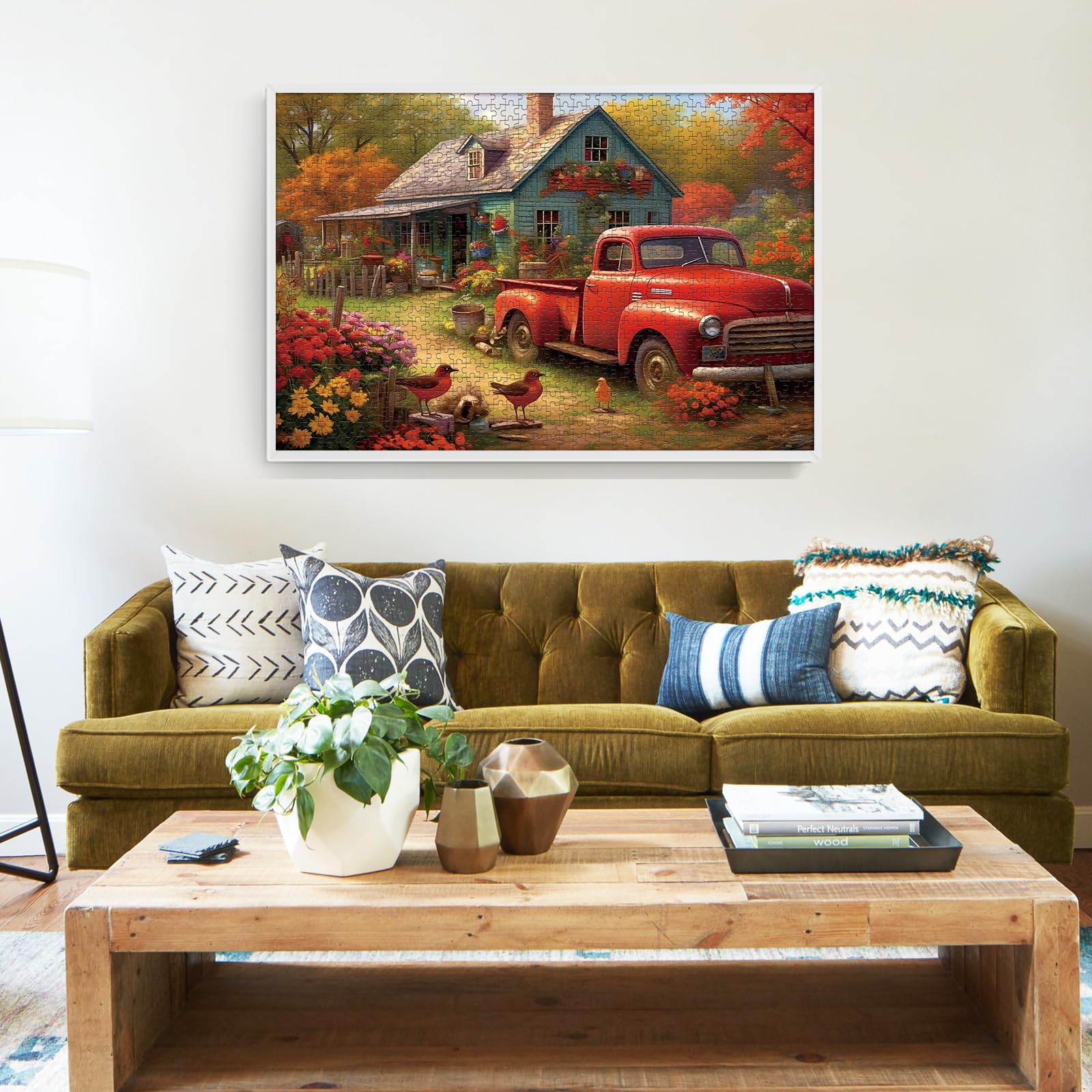 1000 Piece Wooden Jigsaw Puzzle for Adults - Countryside House Landscape Art, Educational Brain Teaser & Home Decor (29.5