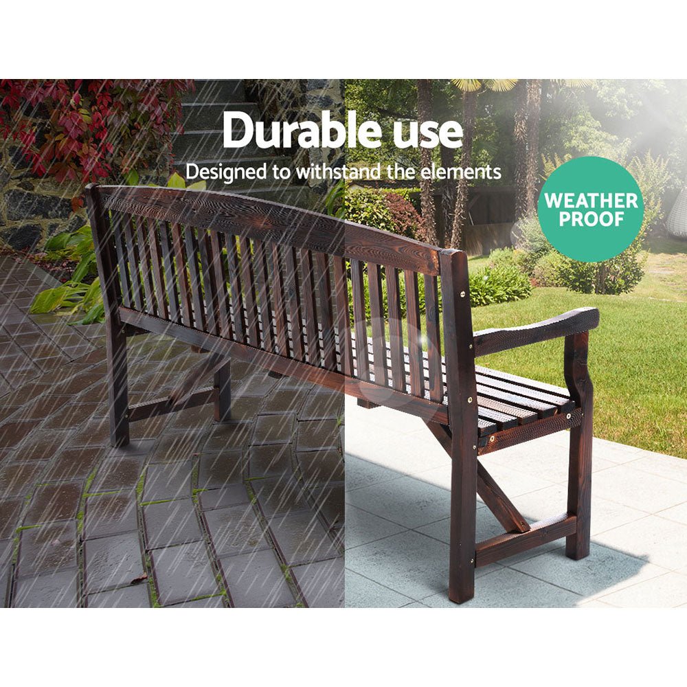 5FT Outdoor Garden Bench - 3 Seat Wooden Patio Furniture in Charcoal for Backyard, Porch, and Garden Relaxation