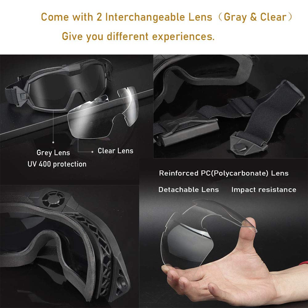 Tactical Airsoft Goggles with Built-in Fan & Anti-Fog Coating - Dual Lens System for Clear Vision - Perfect for Airsoft, Paintball & Outdoor Sports