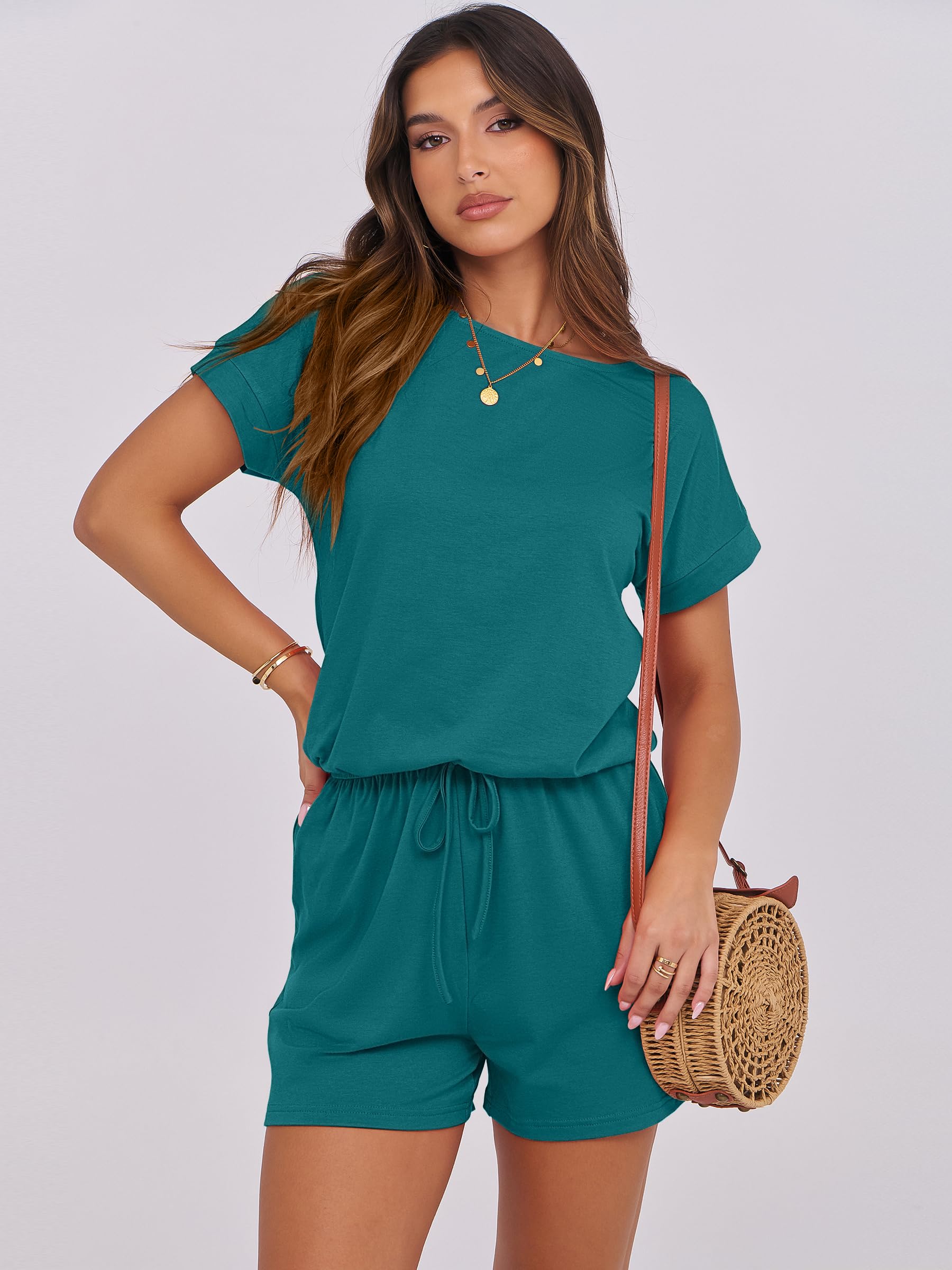 ANRABESS Women's Summer Romper 2025 - Casual & Dressy One-Piece Tshirt Shorts Jumpsuit for Beach, Vacation, and Everyday Wear | Breathable Comfort Outfit for Women's Fashion