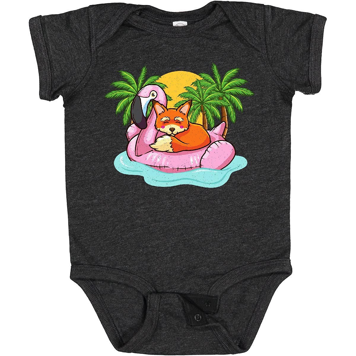 Inktastic Fox Flamingo Tropical Beach Vacation Baby Bodysuit - Cute Animal Print Onesie for Boys & Girls - Perfect for Beach Trips, Summer Outfits & Photo Shoots