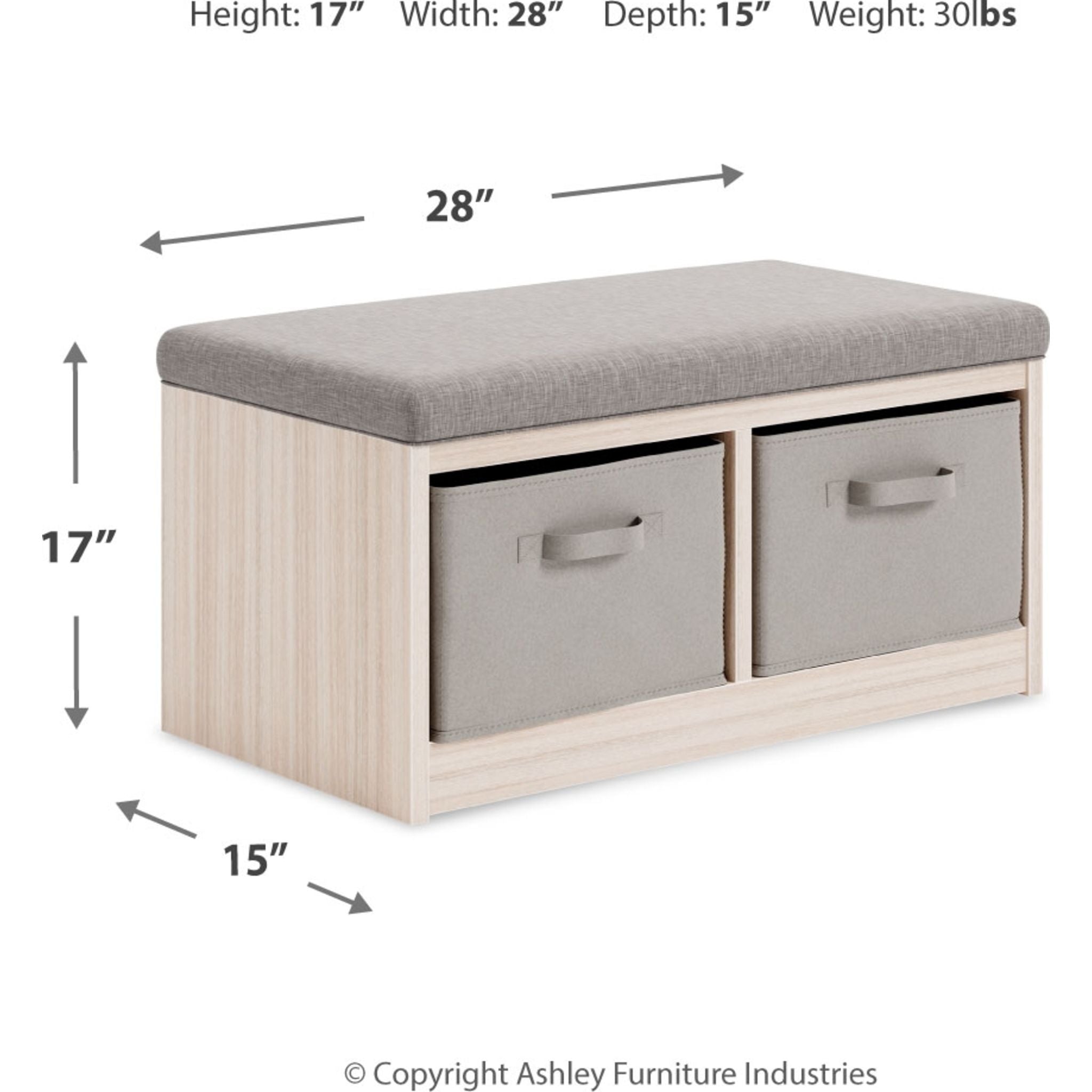 Blariden Storage Bench with Seat - Gray & Natural Wood Finish - Perfect for Entryway, Living Room, or Bedroom Organization