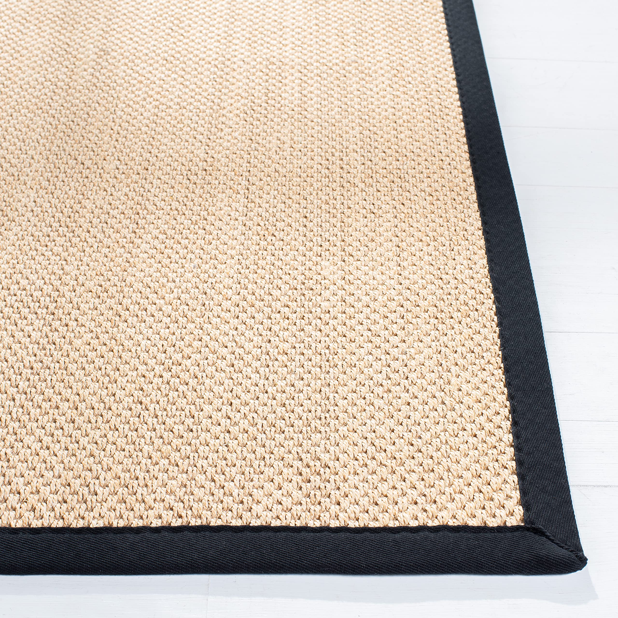SAFAVIEH Natural Fiber Collection 6' x 9' Area Rug - Maize & Black Sisal Border Design, Easy Care & Durable for High Traffic Areas | Perfect for Living Room, Bedroom, Office & Entryway (NF141A)