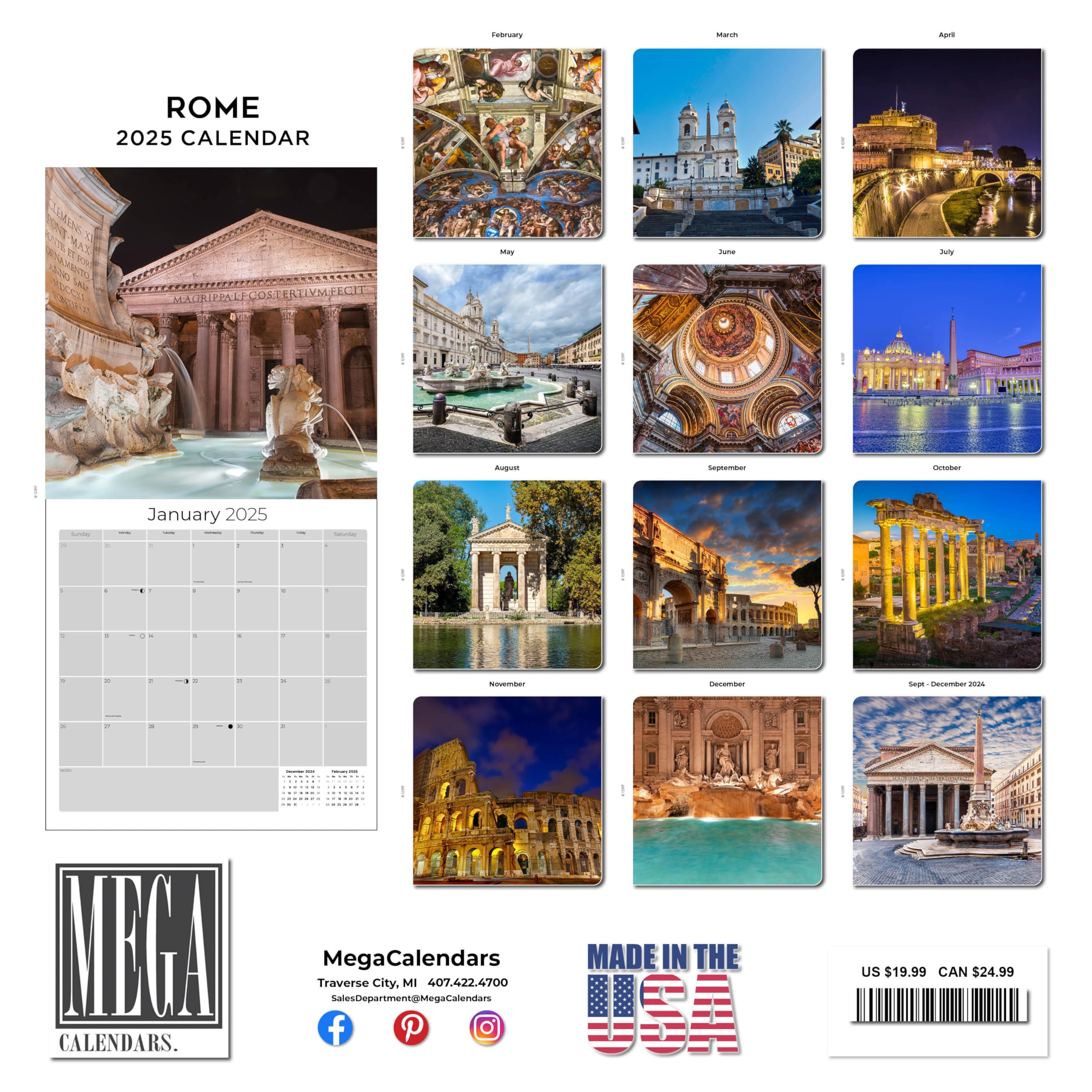 2024-2025 Rome Travel Wall Calendar - 12