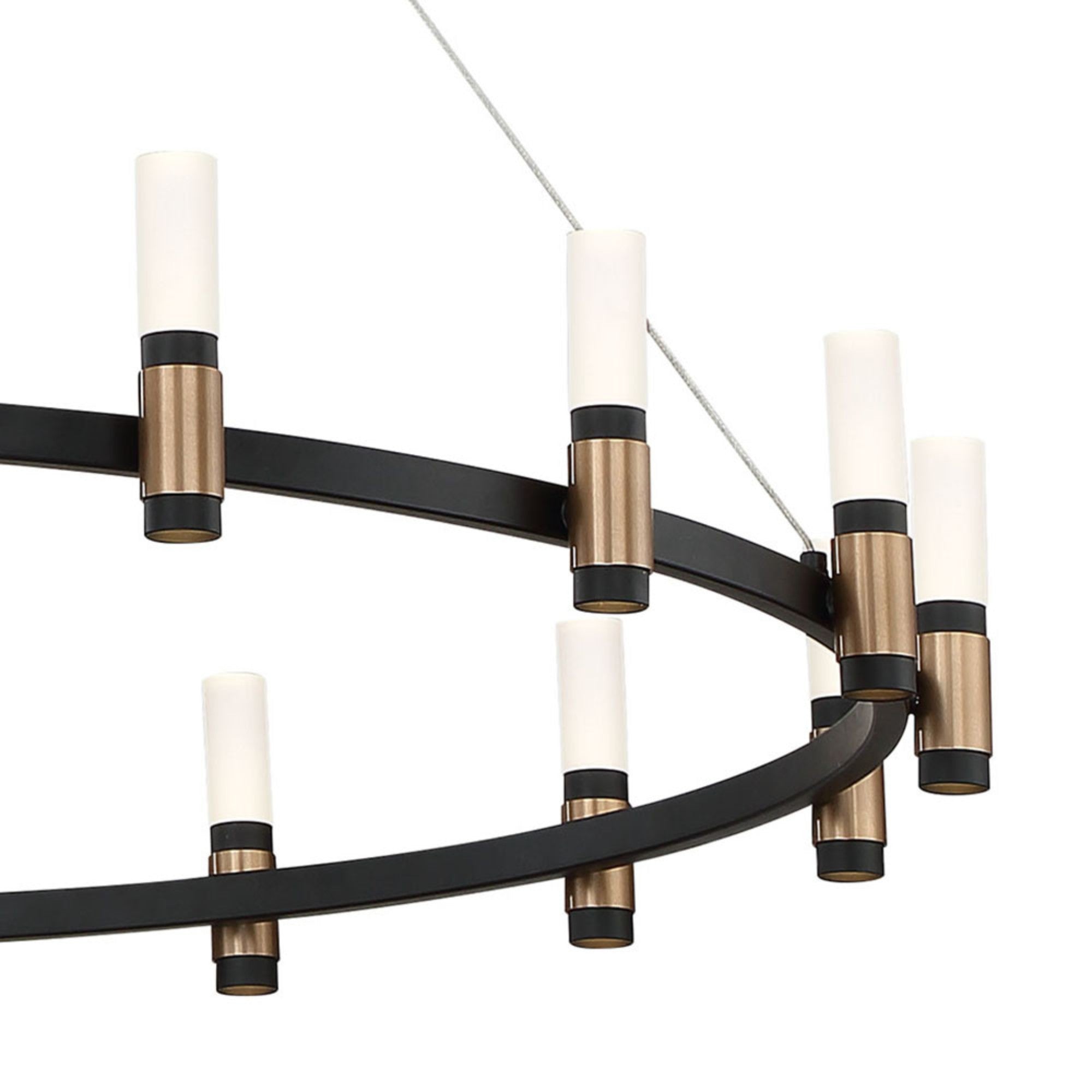 Albany 21-Light 60-LED Grand Chandelier in Black & Brass Finish - Elegant Dining Room Lighting for Home Decor