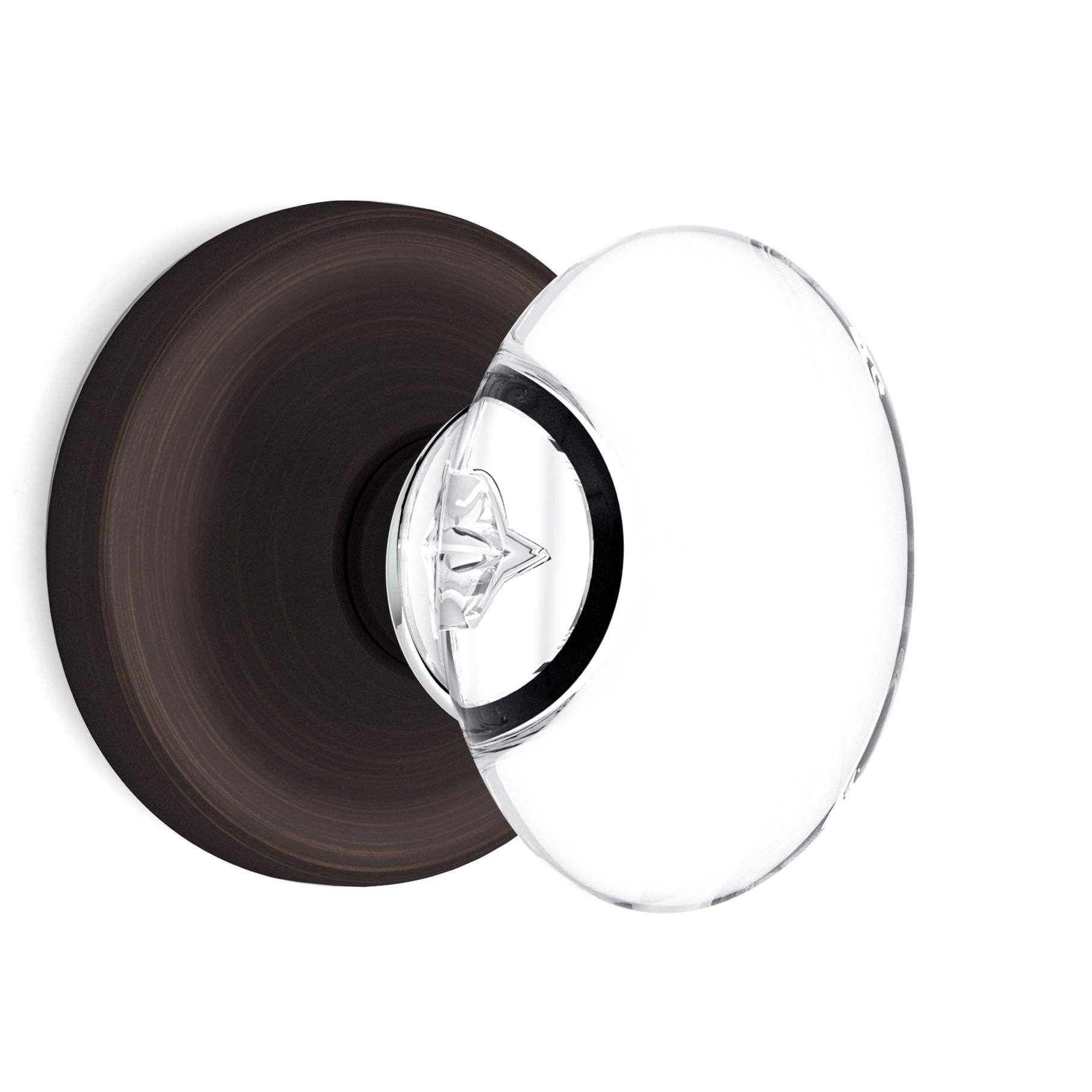 (6 Pack) Venetian Bronze Privacy Oval Egg Crystal Door Knobs with Round Rosette - Elegant Cabinet & Closet Hardware for Bedroom, Bathroom, and Interior Doors