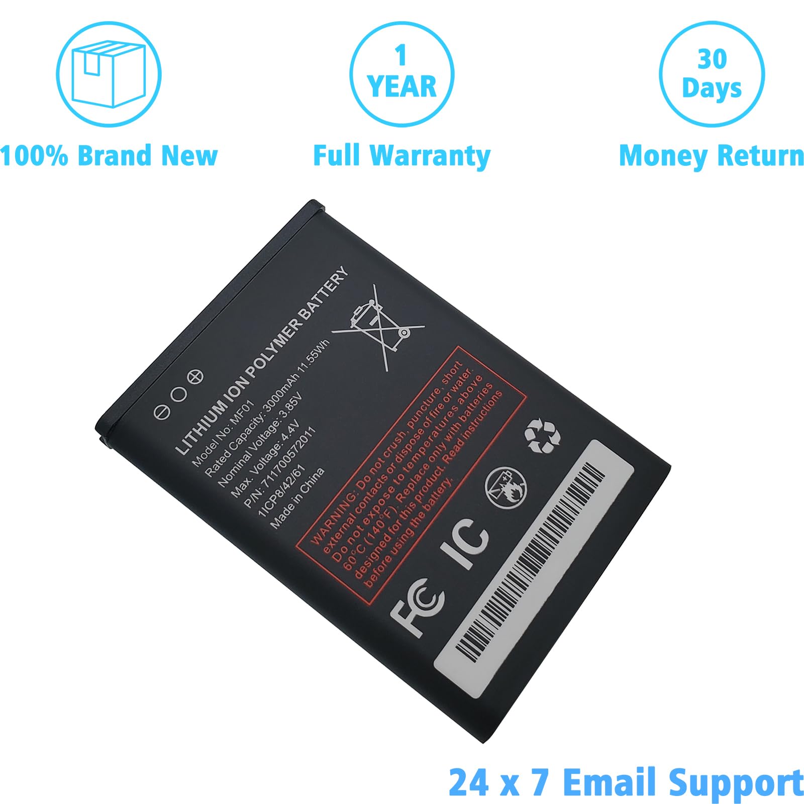 MF01 Replacement Battery for AT&T Turbo Hotspot 2 (CT2MH507) - 11.55Wh 3.85V Lithium-ion Battery - Perfect for Travel, Business & Remote Work Connectivity