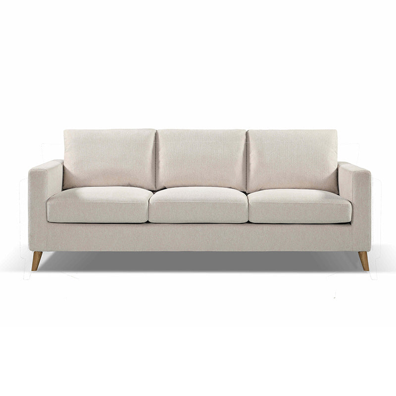 DELLAN 3-Seater Light Cream Sofa with Natural Oak Legs - Perfect for Living Room, Lounge & Modern Home Decor