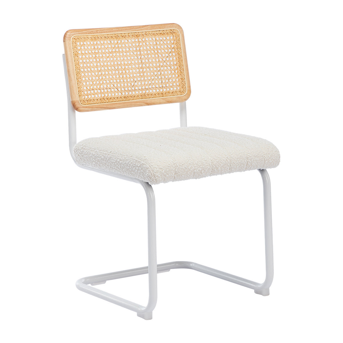 Blake Rattan Boucle Dining Chair - Modern Woven Rattan Accent Chair for Kitchen, Dining Room, or Breakfast Nook - Comfortable & Stylish Seating for Home Decor