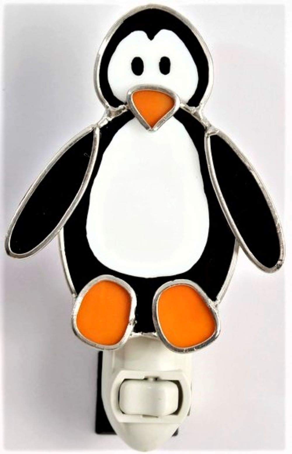 Stained Glass Penguin Night Light - Cute LED Table Lamp for Kids Room, Nursery, Bedroom - Perfect for Nighttime Reading & Soothing Sleep