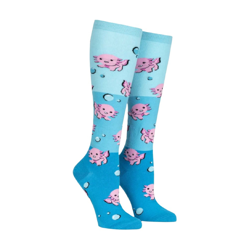 Fun Axolotl Knee High Socks for Women - Cute Cartoon Animal Crew Socks for Dance, Cosplay & Everyday Wear