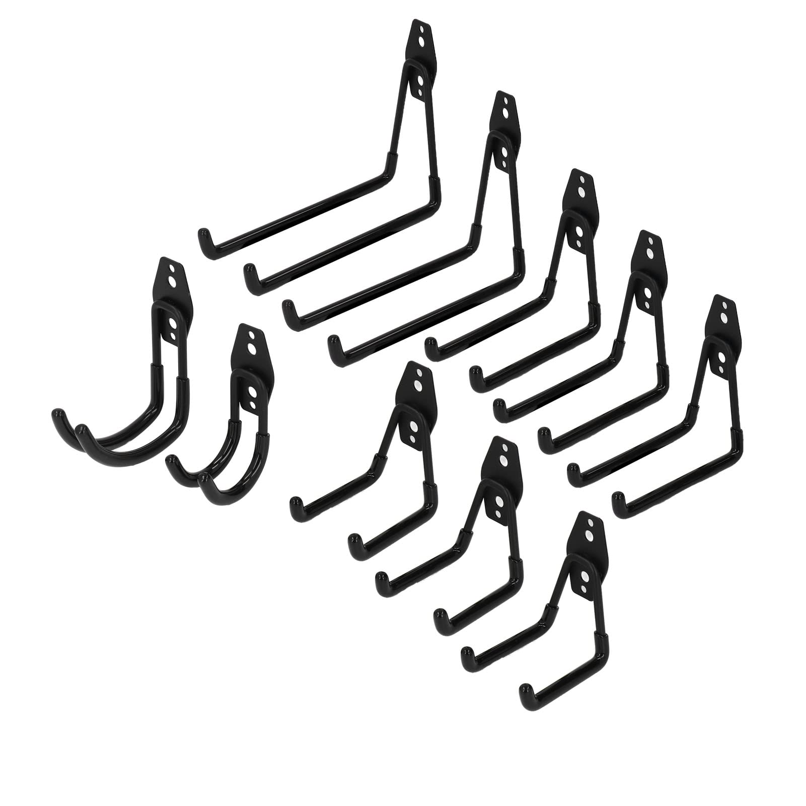 10-Piece Garage Hook Set - Heavy Duty Tool Storage Hooks with Easy Installation (5 Types) - Perfect for Organizing Tools, Garden Equipment & Home Storage