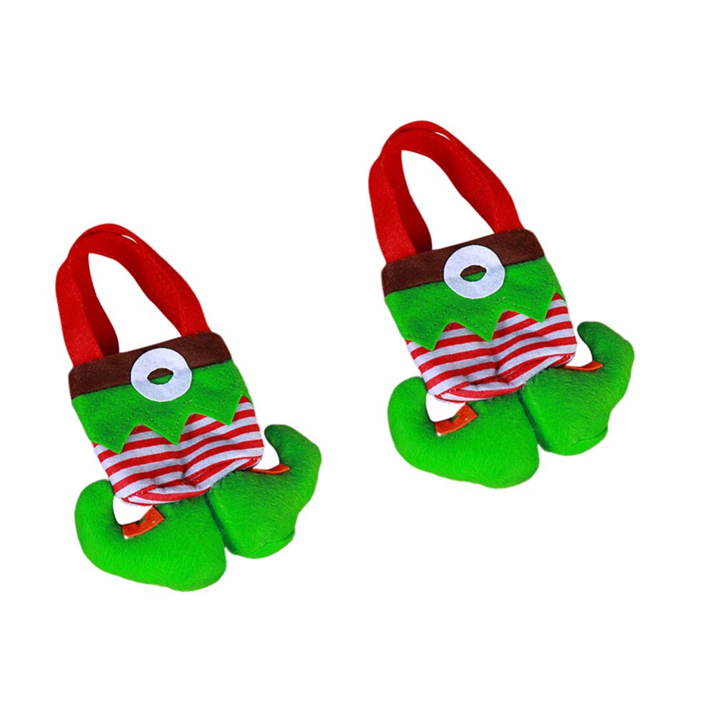 ABOOFAN 2Pcs Christmas Candy Bags - Holiday Gift Bags, Elf Boots Cookie Bags, Xmas Stocking Stuffers for Parties & Festive Decorations