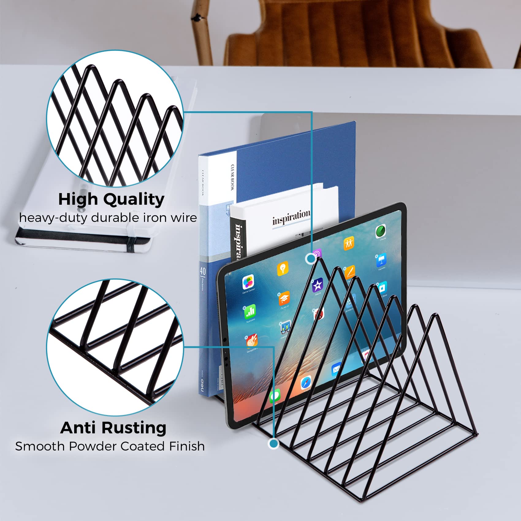 2-Pack Vertical Desk File Organizer - Paper, Mail, Magazine & Book Holder for Office & Home Workspace Organization | Perfect for Desktop Storage & Display