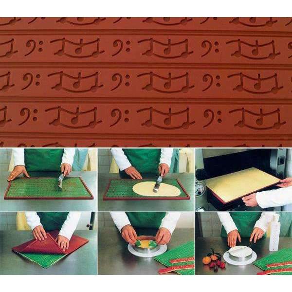 Silikomart™ Premium Silicone Relief Decor Mat for Baking - Music Theme | Non-Stick, Reusable, Easy to Clean | Perfect for Cakes, Cookies, Pastries & Chocolate Decorations