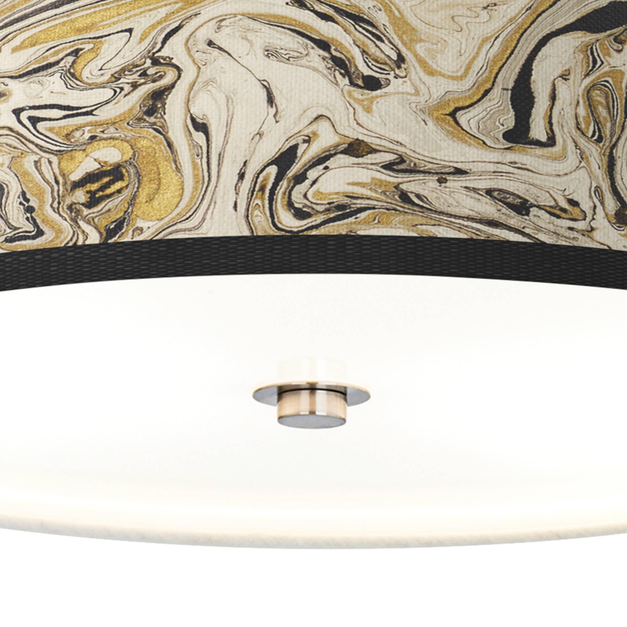 Venetian Marble Giclee Print Energy Efficient LED Ceiling Light Fixture with Fabric Shade - Perfect for Living Room, Bedroom & Dining Room Lighting