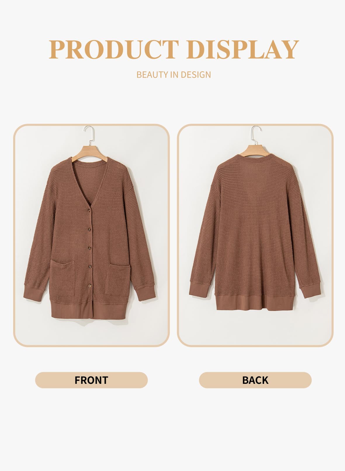 Eytino Women's Plus Size Cardigans - Casual Long Sleeve Waffle Knit Button Down Sweater (1X-5X) | Perfect for Office Wear, Fall Layering & Cozy Home Outfits