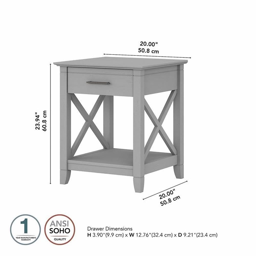 BOWERY HILL Modern Engineered Wood End Table with Storage Shelf - Cape Cod Gray Finish | Perfect for Living Room, Bedroom & Small Space Furniture
