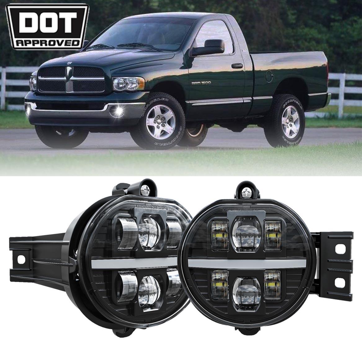 DOT Approved LED Fog Lights with DRL - 2PCS Set for 2002-2008 Dodge Ram 1500 & 2003-2009 Dodge Ram 2500/3500 - Upgrade Headlight Visibility for Off-Road, Night Driving, and Foggy Conditions