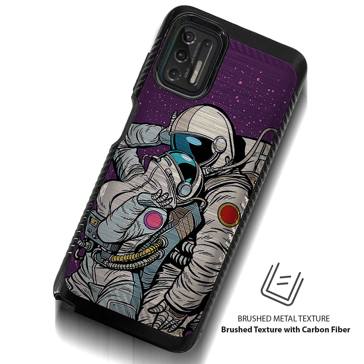 Motorola Moto G Stylus (2021) Case - Brushed Armor Slim Heavy Duty Protective Cover with Grip - Black Matte (Deep Space Romance) - Perfect for Daily Use, Work & Outdoor Activities