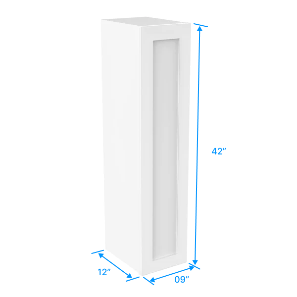 42 Inch Wall Cabinet - 09W x 42H x 12D - Aria White Shaker Style RTA Kitchen Storage - Perfect for Bathroom, Laundry Room & Garage Organization