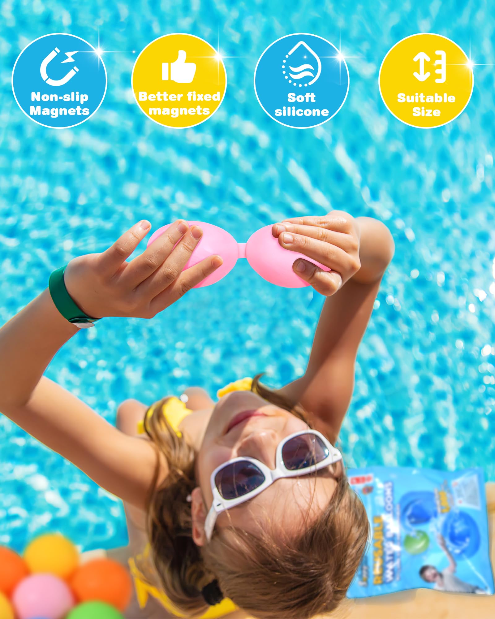 Eco-Friendly Reusable Water Balloons for Kids - Quick Fill Silicone Magnetic Self-Sealing Outdoor Water Toys for Pool, Beach, and Backyard Summer Fun