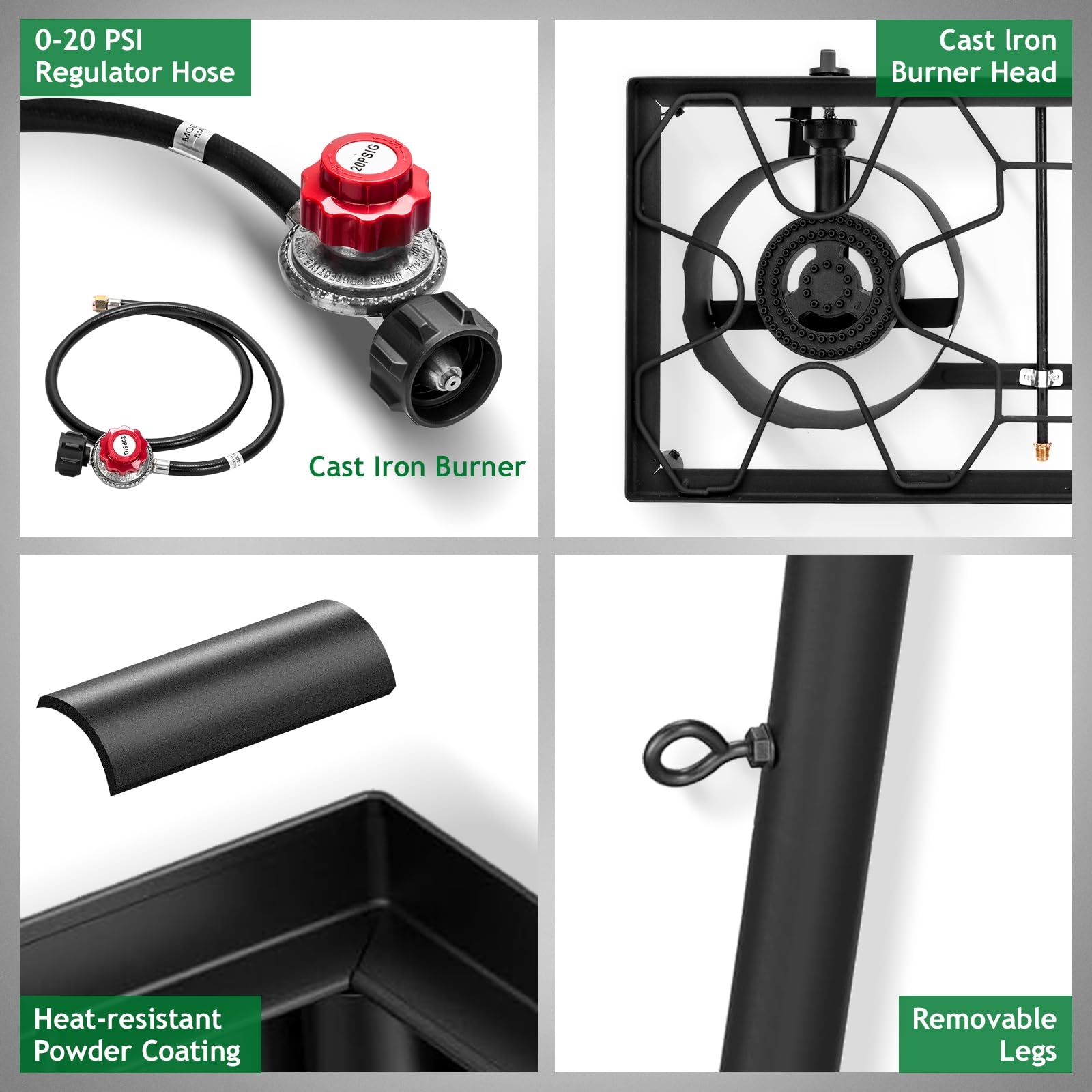 Outvita 2 Burner Propane Gas Stove - 150,000 BTU High-Power Outdoor Camping Stove with Detachable Legs Stand - Perfect for Backyard BBQ, Turkey Frying, Baking & Picnic Cooking - Portable for Camping, Tailgating & RV Trips
