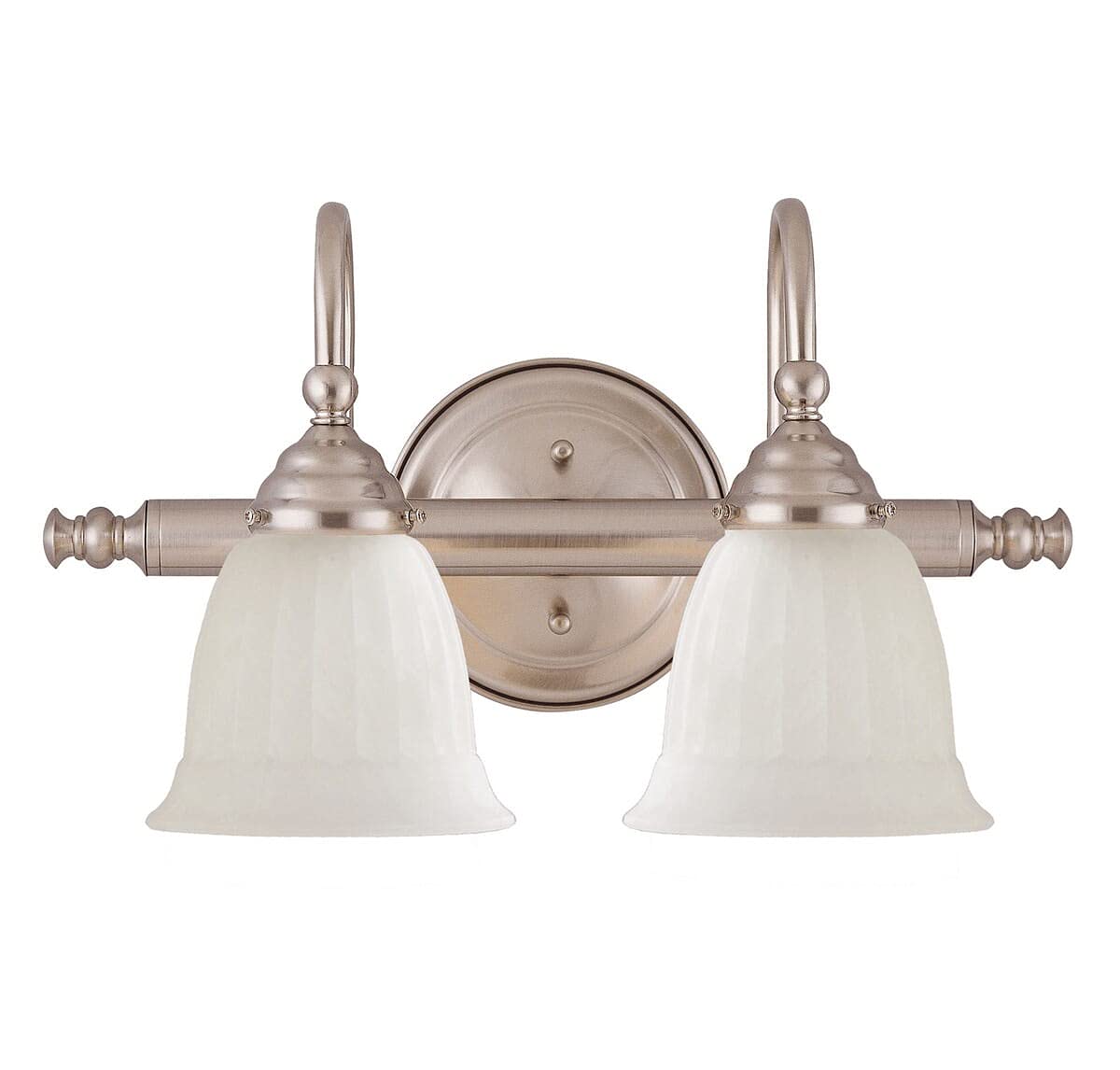 Savoy House Brunswick 2-Light Bathroom Vanity Light Fixture in Satin Nickel Finish - Perfect for Modern Bathroom & Powder Room Lighting