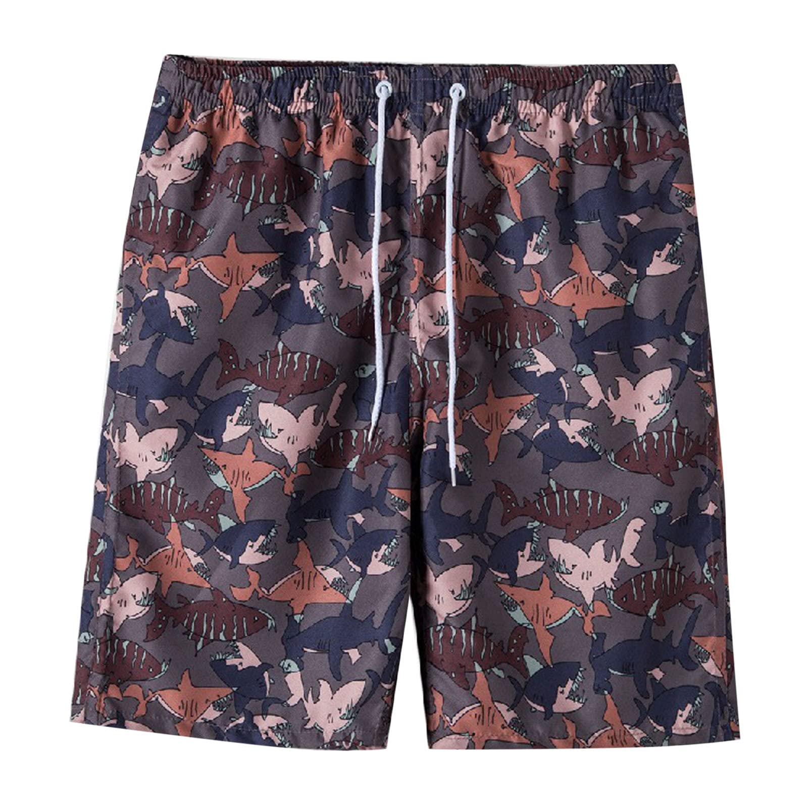 Dinosaur Print Men's Swim Shorts - Quick Dry Beach Board Shorts with Elastic Waistband for Summer Swimming, Surfing & Outdoor Activities | Plus Size Leisure Shorts for Men