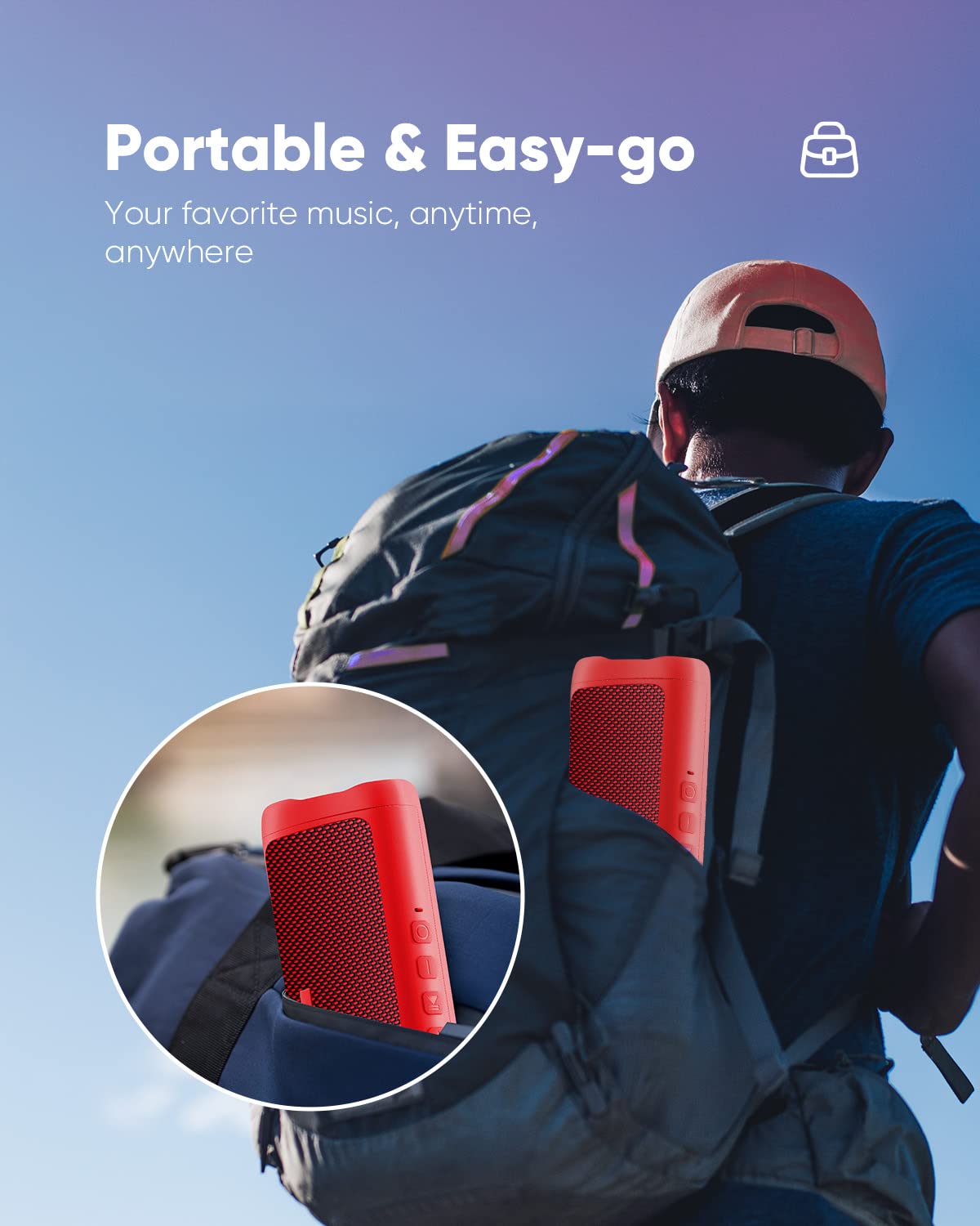 Portable Bluetooth Speaker - IPX5 Waterproof Wireless Speaker with HD Sound, 20H Playtime & TWS Pairing, BT5.3 for Home, Party, Outdoor, Beach | Perfect Electronic Gift for Birthday, Travel, Camping, Pool Party (Red)