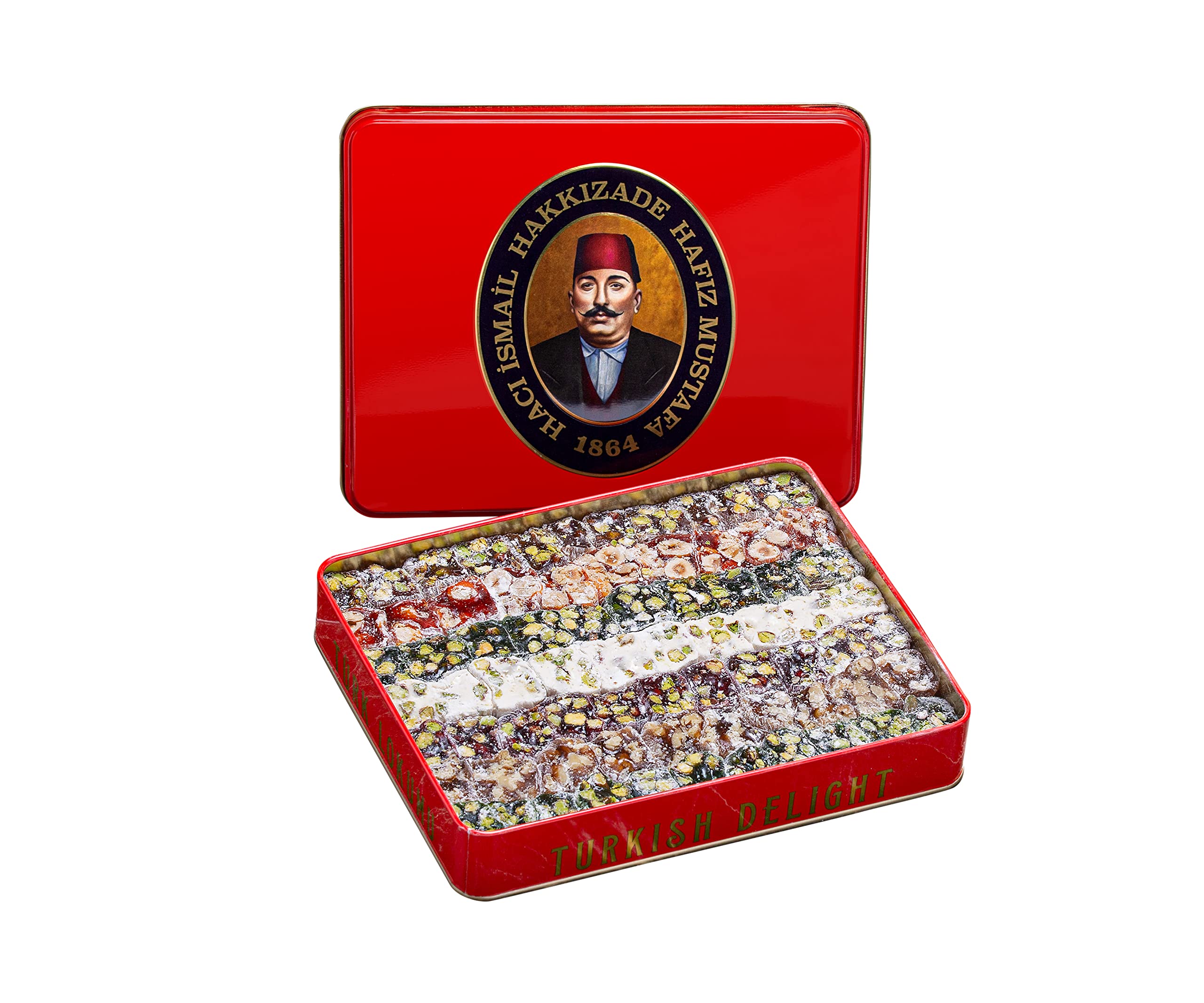 Premium Hafiz Mustafa 1864 Istanbul Turkish Delight Gift Box - Assorted Flavors (Pistachio, Hazelnut, Walnut, Fig, Orange, Pomegranate, Kiwi, Honey, Milk) - Authentic Turkish Sweets for Birthday Gifts, Christmas Presents, Corporate Events & Dessert Platters