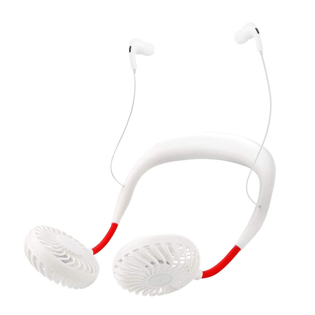 Portable Rechargeable Neck Fan with Bluetooth - Hands-Free Cooling Fan for Sports, Outdoor, Office & Travel - USB-Powered Personal Fan for Summer Heat Relief