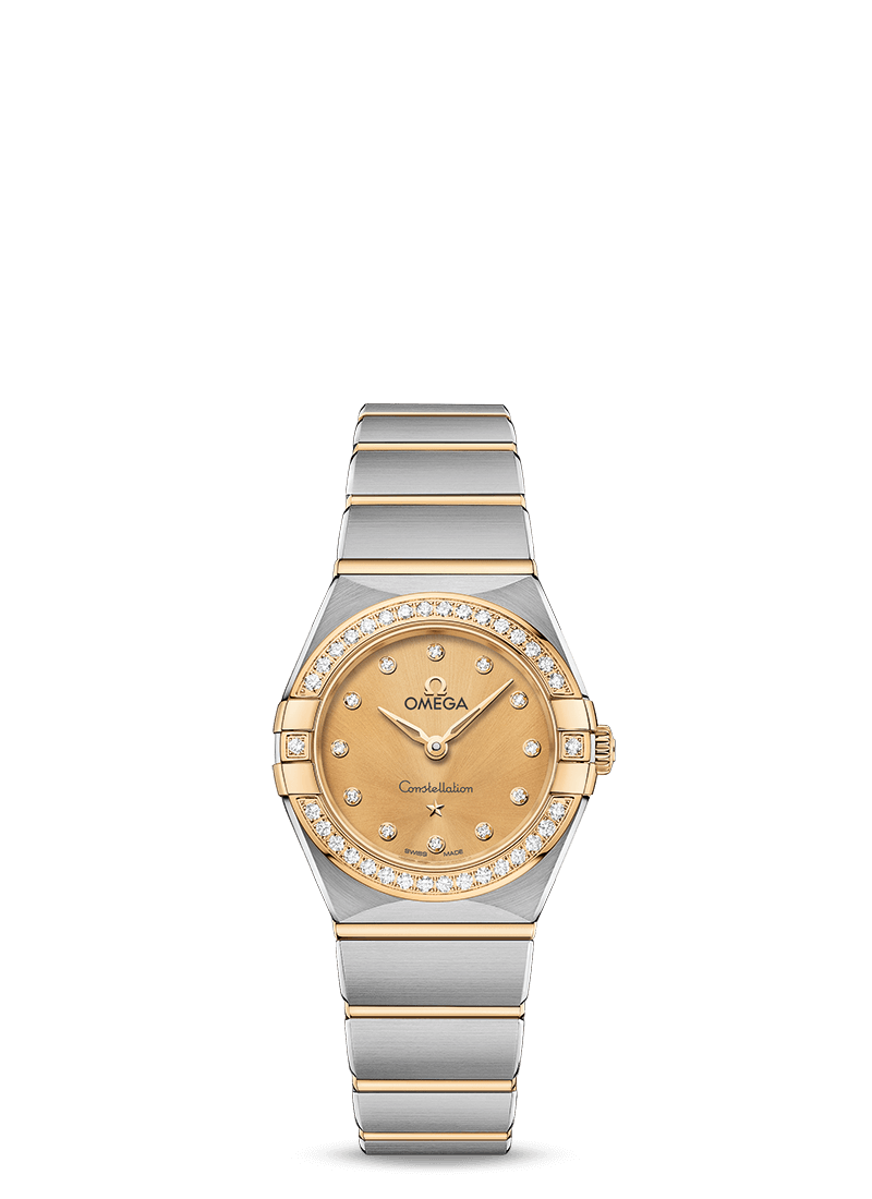Omega Constellation Ladies Watch - Quartz Movement, Stainless Steel & 18K Yellow Gold with Diamonds | Elegant Dress Watch for Women, Perfect for Business, Parties & Special Occasions