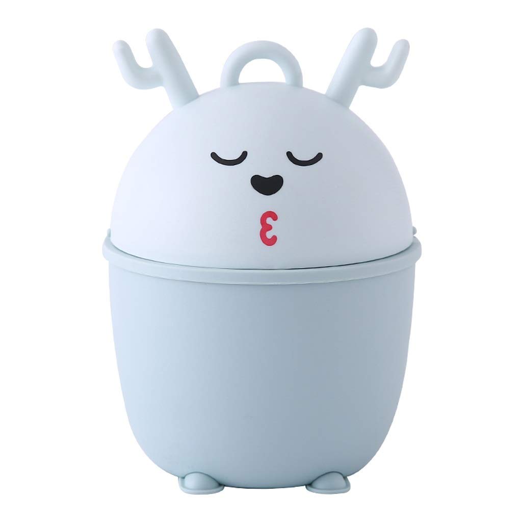XBSLJ Small Plastic Trash Can with Lid - Portable Desktop Garbage Bin for Bathroom, Home & Office - Blue Waste Storage Bin | Perfect for Desk, Bedroom, Kitchen & Bathroom Organization