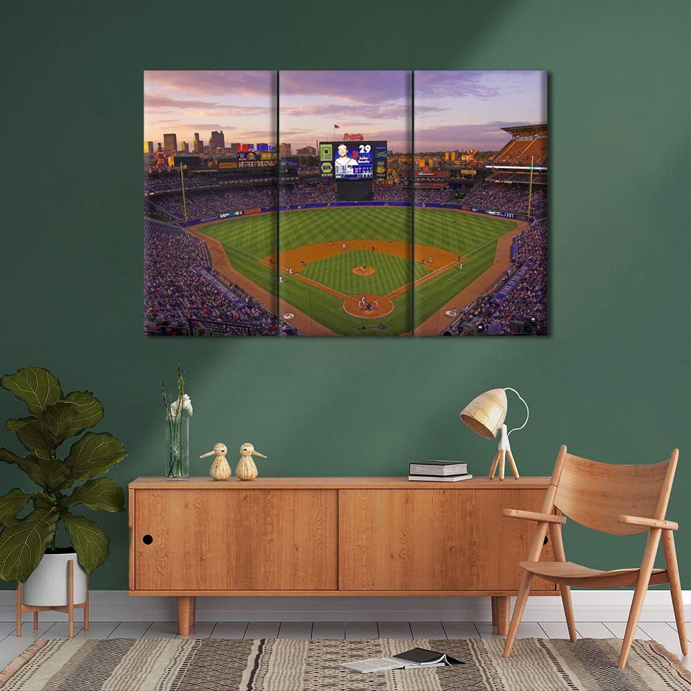 Baseball Field Canvas Wall Art - Multi Panel Sports Stadium Painting, Modern Framed Home Decor for Living Room, Bedroom & Office - Ready to Hang 60