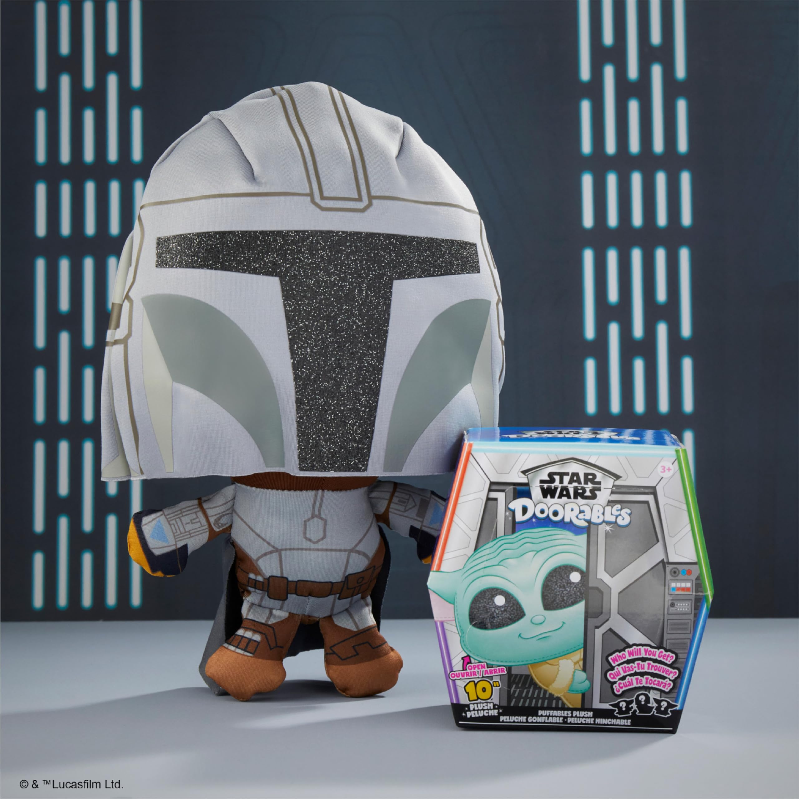 Star Wars The Mandalorian 10-inch Plush Toy with Glitter Eyes - Collectible Doorables Puffables Stuffed Animal for Kids Ages 3+ | Perfect for Bedtime, Birthday Gifts & Star Wars Fans Collection