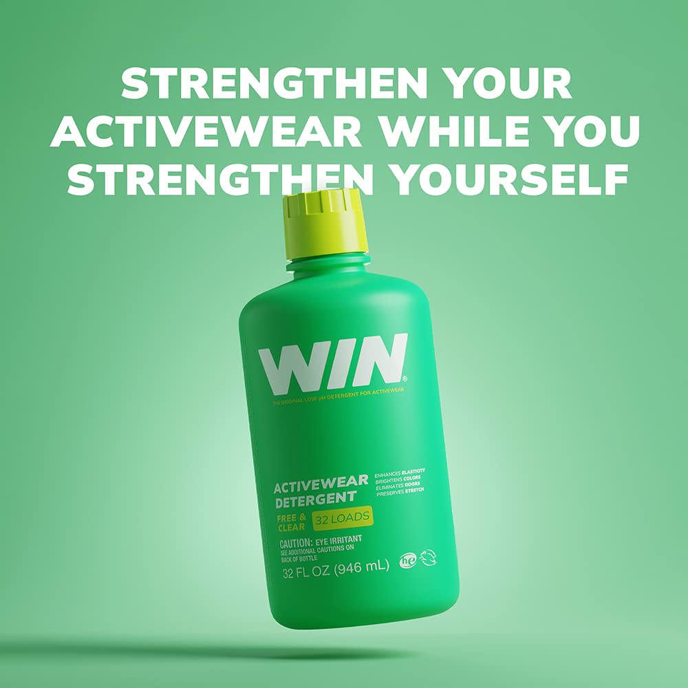 WIN Activewear Detergent - Free & Clear Fragrance-Free 64oz Bottle - Sports Laundry Detergent for Sweaty Workout Clothes, Gym Wear & Team Uniforms - Perfect for Athletes, Yoga & Fitness Enthusiasts