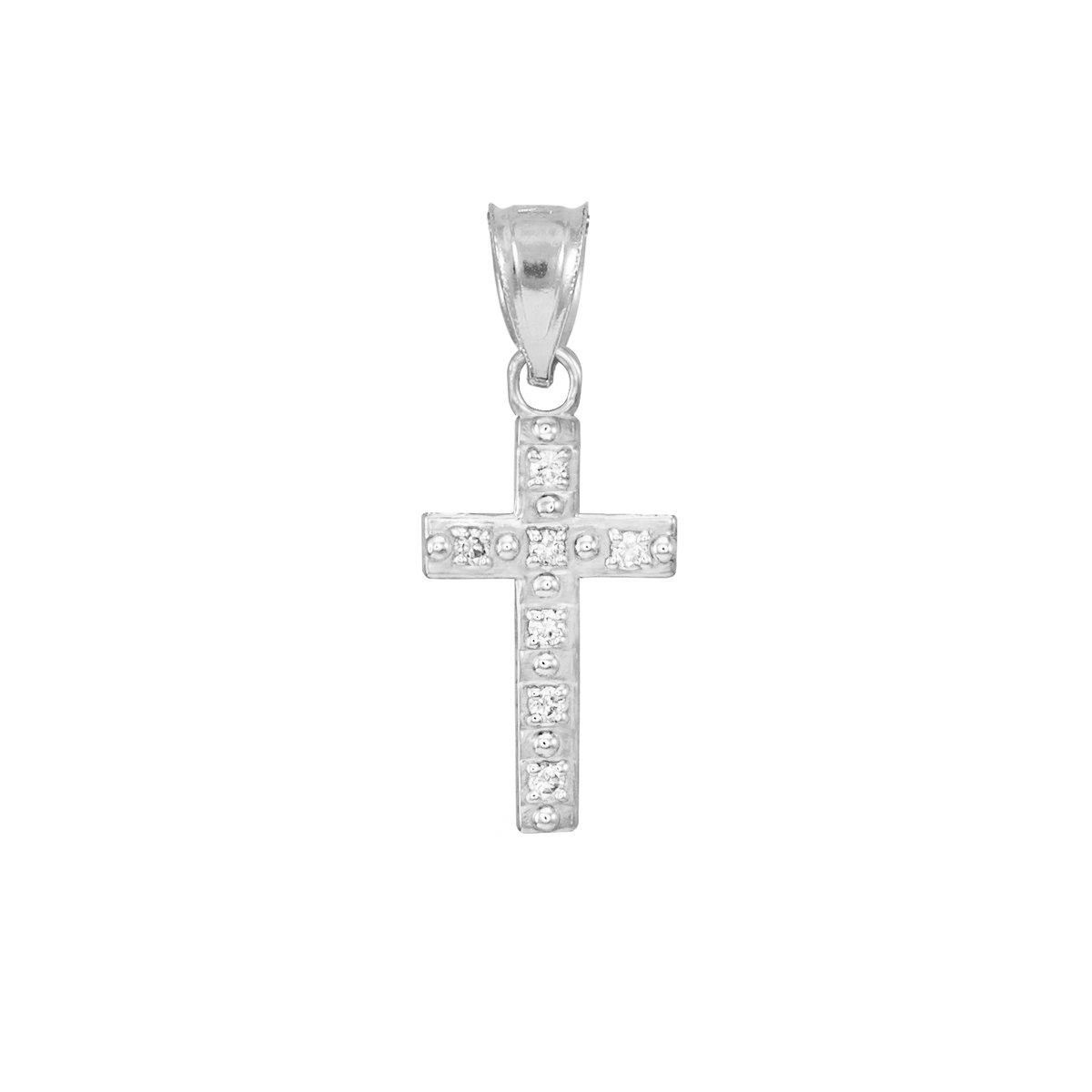 14K White Gold Diamond Christian Cross Bracelet Charm - Religious Jewelry for Women, Baptism Gift, Church Wear & Everyday Faith Accessory