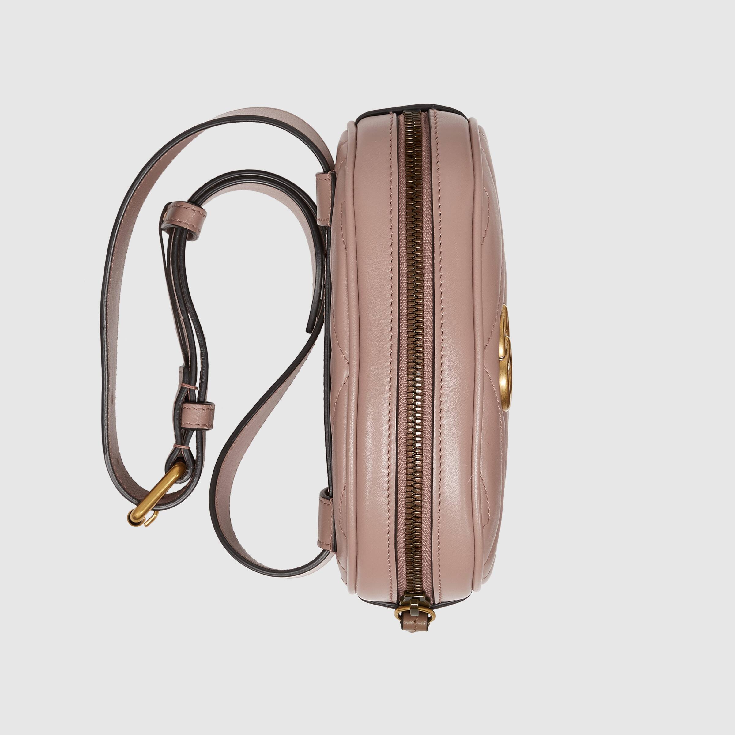 Gucci GG Marmont Matelassé Leather Belt Bag in Pink - Stylish Crossbody Fanny Pack for Women, Perfect for Travel, Concerts & Everyday Use