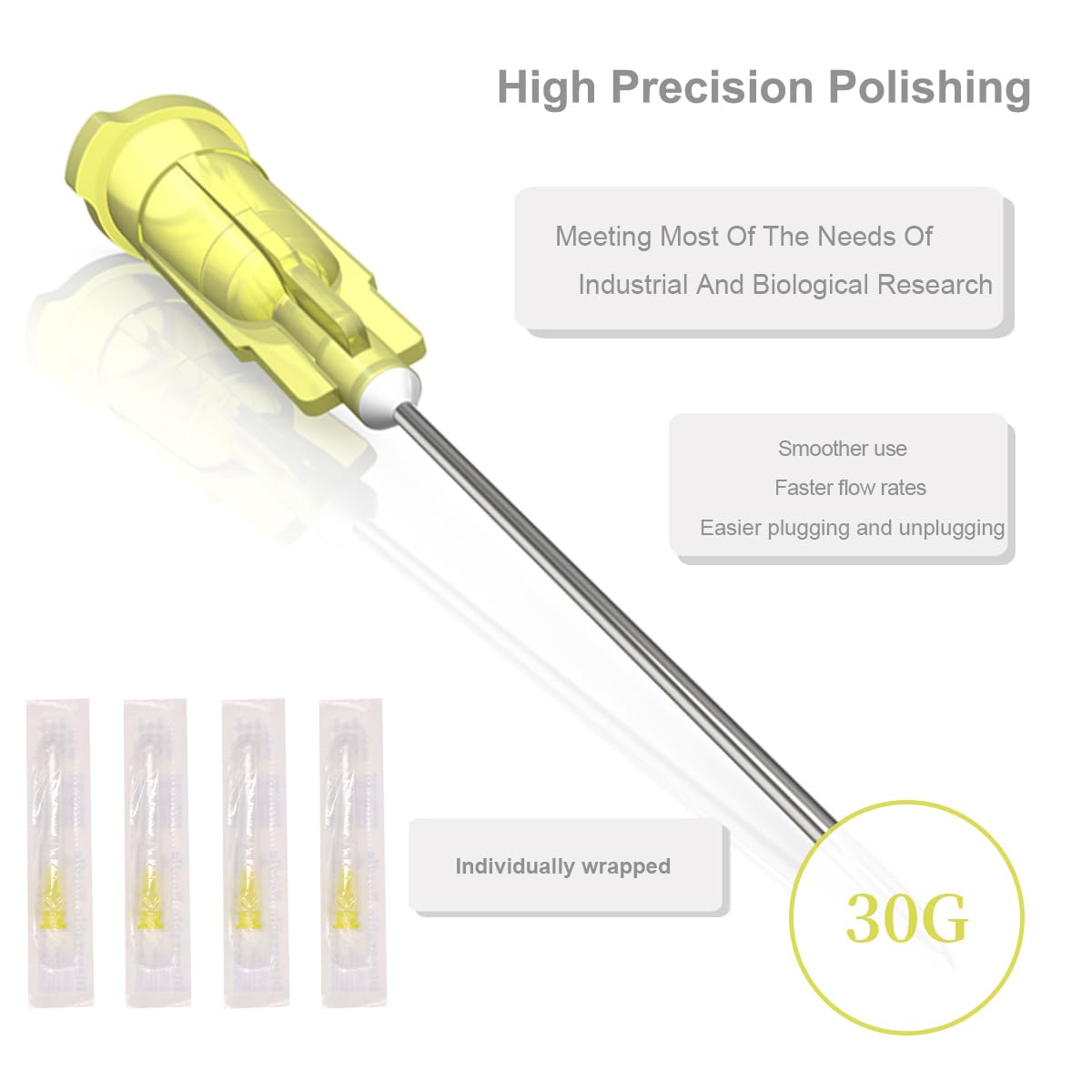 100 Pack 30G 1 Inch Luer Lock Needles - Sterile Lab & Industrial Dispensing Accessories - Individually Packed for Medical, Scientific & DIY Applications