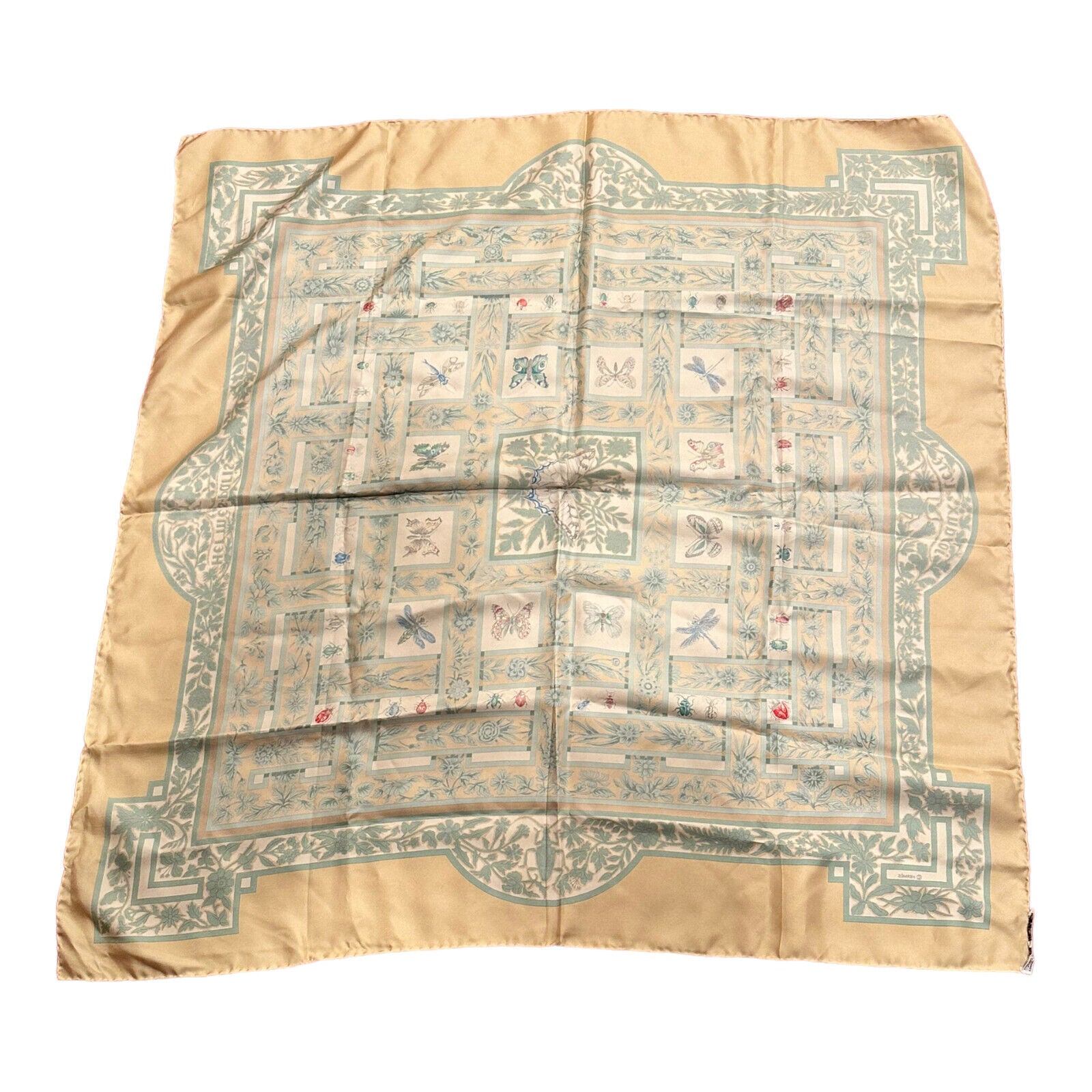 Authentic Hermes Carre Joyaux de L'ete Jacquelot 90cm Tan Silk Scarf - Luxury Fashion Accessory for Women, Perfect for Parties & Special Occasions