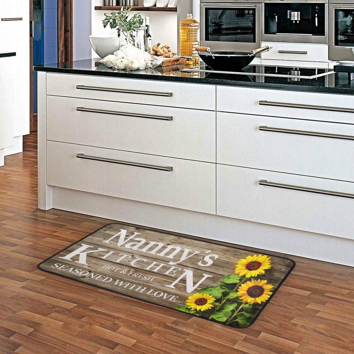 Emelivor Washable Sunflower Kitchen Rug – Non-Slip Anti-Fatigue Floor Mat for Comfortable Standing, Perfect Gift for Grandma & Home Cooks – Ideal for Kitchens, Pantries & Laundry Rooms