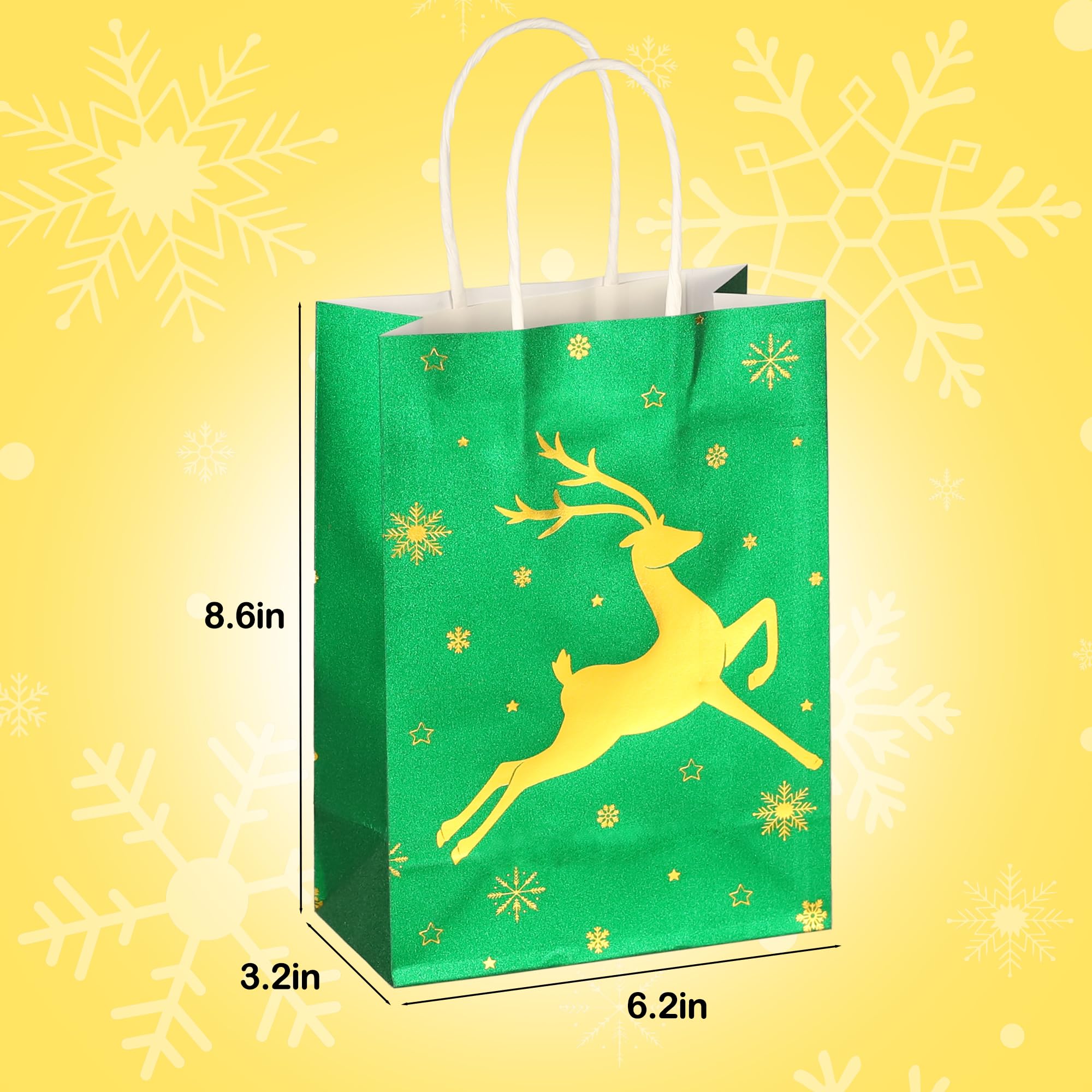 16Pcs Christmas Gift Bags with Tissue Paper - 8.6