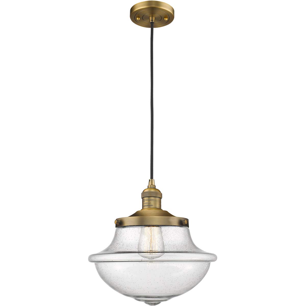 12 Inch Oxford School House Pendant Light - Vintage Industrial Style for Kitchen Island, Dining Room, or Entryway Lighting
