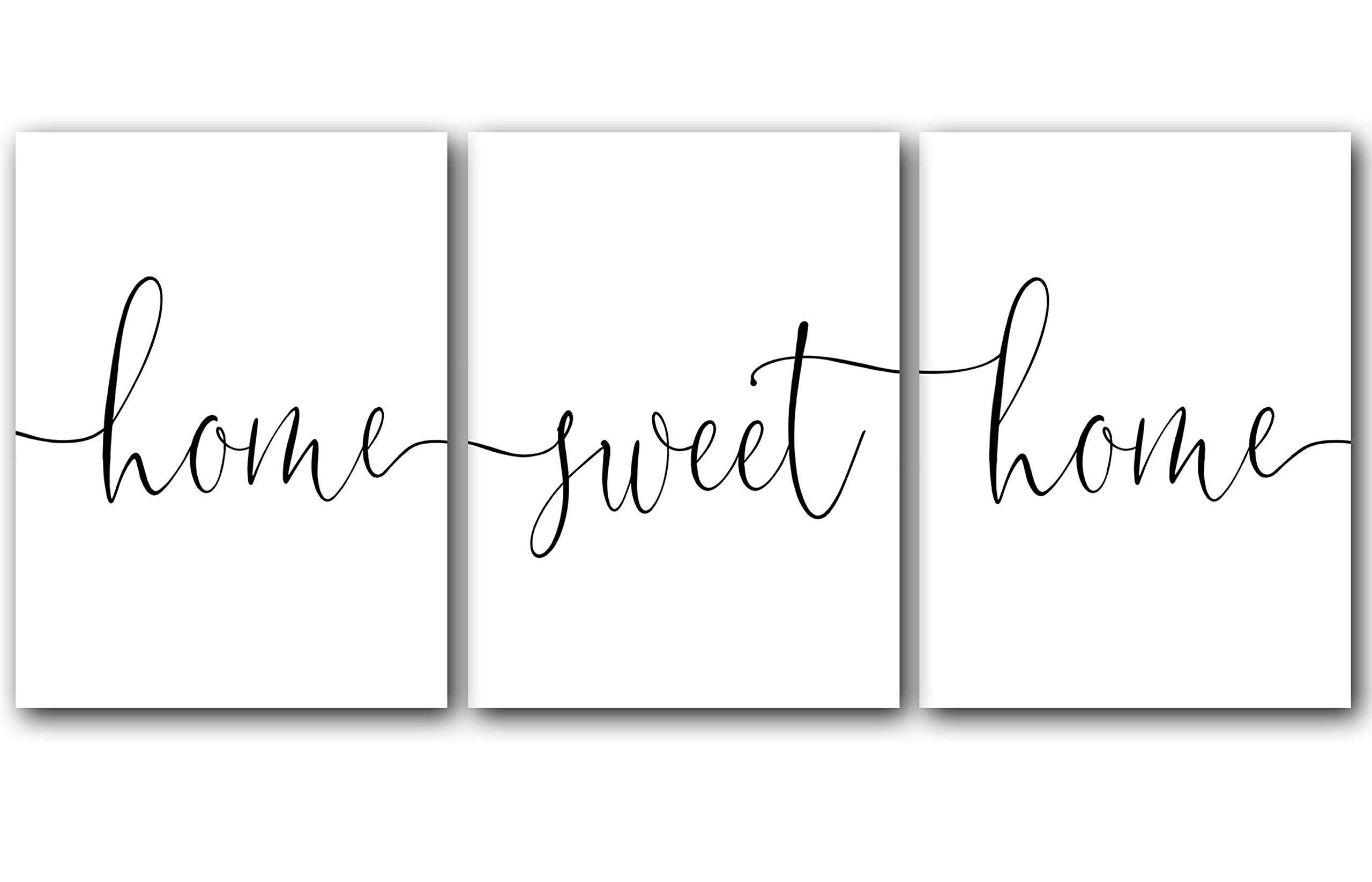 Set of 3 Minimalist Typography Wall Art Posters - 24x36 Inch Modern Home Decor for Living Room, Bedroom & Office - Home Sweet Home Inspirational Prints