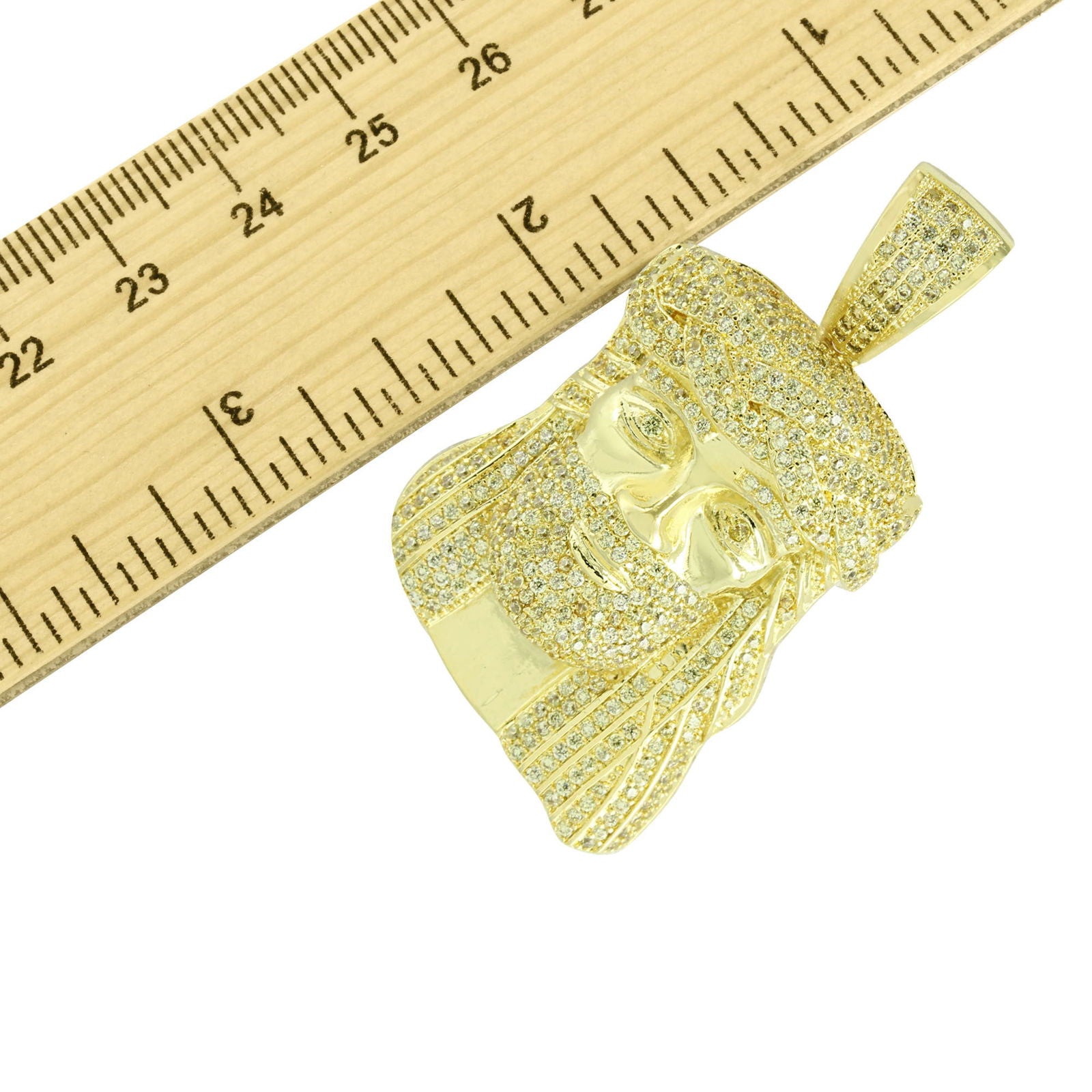 Gold Plated Jesus Face Pendant with Simulated Diamonds - Religious Jewelry for Men & Women - Perfect for Gifts, Church Events & Daily Wear