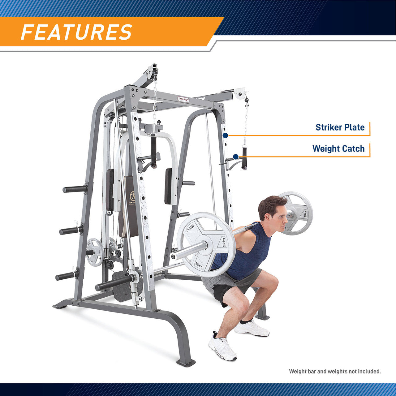 Marcy MD-9010G Smith Machine & Power Cage System - Home Gym Strength Training Equipment for Weightlifting & Fitness Workouts - Perfect for Garage, Basement & Personal Gym Setup