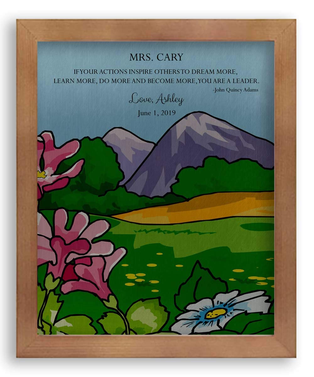 8X10 Framed Art Print - Personalized Mentor Gift for Leaders, Bosses & Teachers - Mountain Landscape with John Quincy Adams Quote - Solid Wood Frame & Gift Wrapping (BGM-1801) - Perfect for Office Decor, Retirement Gifts & Appreciation Presents